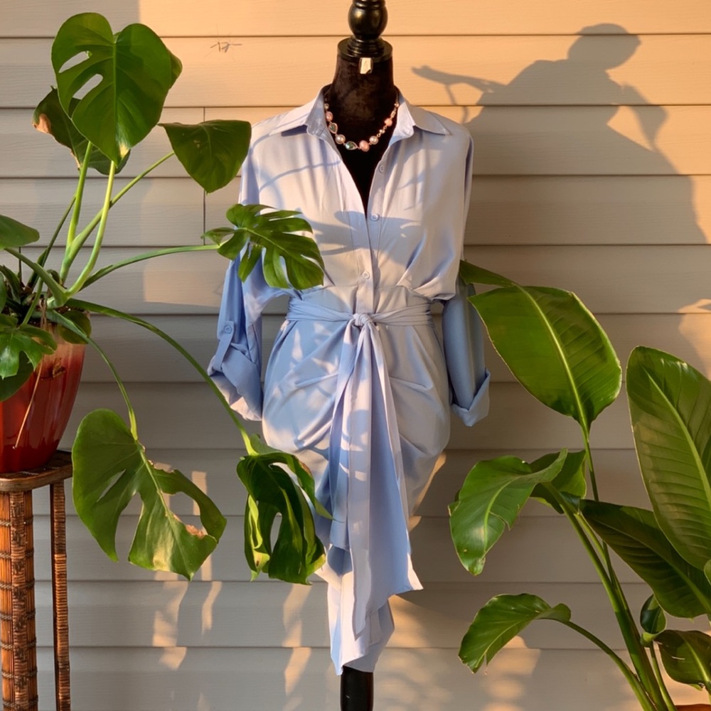 Blue button dress